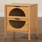 Baxton Studio Naresh Mid-Century Modern Transitional Natural Brown Bamboo Wood 2-Drawer End Table