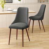 Sabina Mid Century Light Grey Fabric Dining Chairs with Dark Walnut Wood Finished Legs Noble House