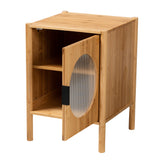 Baxton Studio Naresh Mid-Century Modern Transitional Natural Brown Bamboo Wood 1-Door End Table