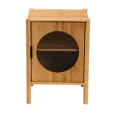 Baxton Studio Naresh Mid-Century Modern Transitional Natural Brown Bamboo Wood 1-Door End Table