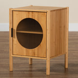 Baxton Studio Naresh Mid-Century Modern Transitional Natural Brown Bamboo Wood 1-Door End Table