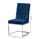 Baxton Studio Sherine Contemporary Glam and Luxe Navy Blue Velvet Fabric and Silver Metal 2-Piece Dining Chair Set