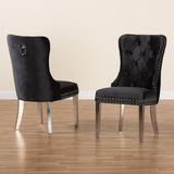 Baxton Studio Honora Contemporary Glam and Luxe Black Velvet Fabric and Silver Metal 2-Piece Dining Chair Set