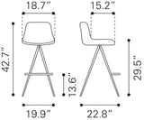 English Elm EE2649 100% Polyurethane, Plywood, Steel Modern Commercial Grade Bar Chair Set - Set of 2 White, Walnut 100% Polyurethane, Plywood, Steel