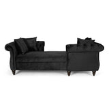 Houck Modern Glam Tufted Velvet Tete-a-Tete Chaise Lounge with Accent Pillows