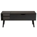 Baxton Studio Roden Modern Two-Tone Black and Espresso Brown Finished Wood Coffee Table with Lift-Top Storage Compartment