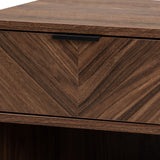 Baxton Studio Sadia Modern Walnut Brown Finished Wood and Black Metal 1-Drawer End Table