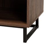 Baxton Studio Sadia Modern Walnut Brown Finished Wood and Black Metal 1-Drawer End Table