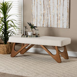 Baxton Studio Rika Japandi Cream Boucle Fabric and Walnut Brown Finished Wood Bench White/Walnut Brown BBT5367-Cream/Walnut-Bench