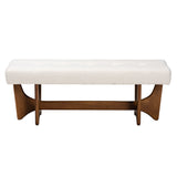 Baxton Studio Theo Japandi Cream Boucle Fabric and Walnut Brown Finished Wood Bench White/Walnut Brown BBT5368-Cream/Walnut-Bench