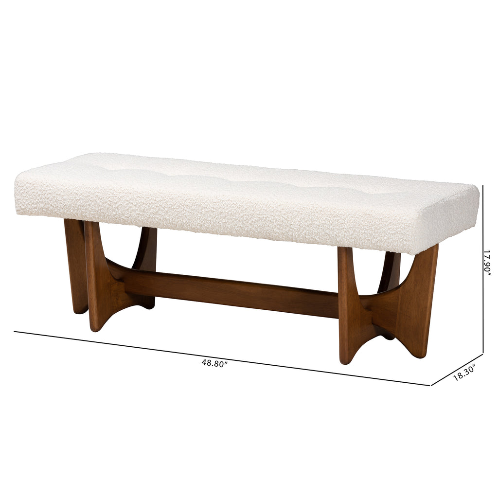 Cream Ivory White Boucle Bench Cushion in Custom Sizes for Modern