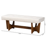 Baxton Studio Theo Japandi Cream Boucle Fabric and Walnut Brown Finished Wood Bench White/Walnut Brown BBT5368-Cream/Walnut-Bench