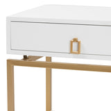 Baxton Studio Melosa Modern Glam and Luxe White Finished Wood and Gold Metal 1-Drawer End Table