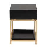 Baxton Studio Melosa Modern Glam and Luxe Black Finished Wood and Gold Metal 1-Drawer End Table