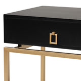 Baxton Studio Melosa Modern Glam and Luxe Black Finished Wood and Gold Metal 1-Drawer End Table