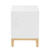 Baxton Studio Donald Modern Glam and Luxe White Finished Wood and Gold Metal 2-Drawer End Table