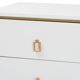 Baxton Studio Donald Modern Glam and Luxe White Finished Wood and Gold Metal 2-Drawer End Table