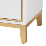 Baxton Studio Donald Modern Glam and Luxe White Finished Wood and Gold Metal 2-Drawer End Table