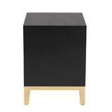 Baxton Studio Donald Modern Glam and Luxe Black Finished Wood and Gold Metal 2-Drawer End Table