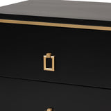 Baxton Studio Donald Modern Glam and Luxe Black Finished Wood and Gold Metal 2-Drawer End Table