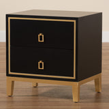 Baxton Studio Donald Modern Glam and Luxe Black Finished Wood and Gold Metal 2-Drawer End Table