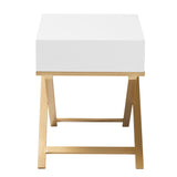 Baxton Studio Lilibet Modern Glam and Luxe White Finished Wood and Gold Metal 1-Drawer End Table