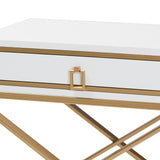 Baxton Studio Lilibet Modern Glam and Luxe White Finished Wood and Gold Metal 1-Drawer End Table