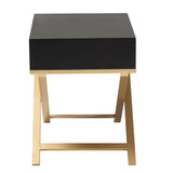 Baxton Studio Lilibet Modern Glam and Luxe Black Finished Wood and Gold Metal 1-Drawer End Table