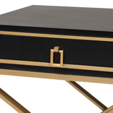 Baxton Studio Lilibet Modern Glam and Luxe Black Finished Wood and Gold Metal 1-Drawer End Table