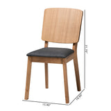 Baxton Studio Denmark Mid-Century Modern Black Fabric and French Oak Brown Finished Rubberwood 2-Piece Dining Chair Set