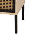 Baxton Studio Felton Mid-Century Modern Two-Tone Black and Gold Metal and Light Brown Finished Wood 1-Door End Table