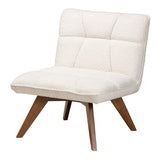 Darielle Japandi Cream Boucle Fabric and Walnut Brown Finished Rubberwood Accent Chair