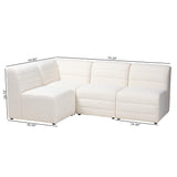 Baxton Studio Maya Modern White Boucle Fabric Modular Sectional Sofa White/Dark Brown BBT8070-Maya-Cream-4PC