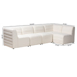 Baxton Studio Maya Modern White Boucle Fabric Modular Sectional Sofa White/Dark Brown BBT8070-Maya-Cream-5PC