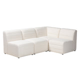 Baxton Studio Maya Modern White Boucle Fabric Modular Sectional Sofa White/Dark Brown BBT8070-Maya-Cream-4PC