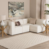 Baxton Studio Maya Modern White Boucle Fabric Modular Sectional Sofa White/Dark Brown BBT8070-Maya-Cream-4PC