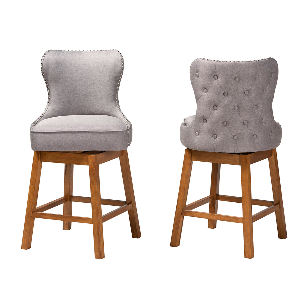 Gradisca Modern Finished Wood 2 Piece Swivel Counter Stool Set