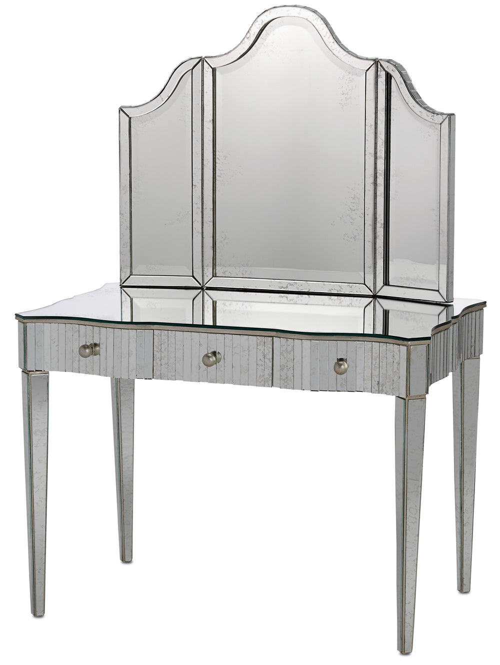 Gilda Vanity Mirror - Hollywood Glamour with Fluted Design, Antique Finish & Safe Mounting Features