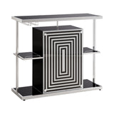 Contemporary 2-tier Bar Unit Glossy Black and White