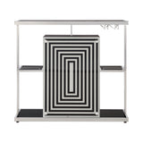 Contemporary 2-tier Bar Unit Glossy Black and White