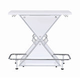 Contemporary X-shaped Bar Unit with Wine Bottle Storage Glossy