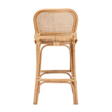 Baxton Studio Adrena Modern Bohemian Natural Brown Rattan Bar Stool