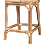 Baxton Studio Adrena Modern Bohemian Natural Brown Rattan Counter Stool