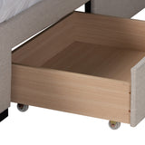 Baxton Studio Coronado Mid-Century Modern Transitional Beige Fabric Queen Size 3-Drawer Storage Platform Bed