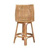 Baxton Studio Bella Modern Bohemian Natural Brown Rattan Stool Natural Brown/White Bella-Rattan-BS