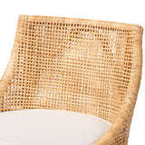 Baxton Studio Bella Modern Bohemian Natural Brown Rattan Stool Natural Brown/White Bella-Rattan-BS