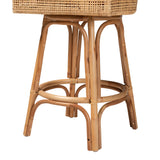 Baxton Studio Bella Modern Bohemian Natural Brown Rattan Stool Natural Brown/White Bella-Rattan-BS