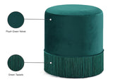 Teddy Velvet / Engineered Wood / Foam Contemporary Green Velvet Ottoman/Stool - 15.5" W x 15.5" D x 17.5" H