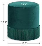 Teddy Velvet / Engineered Wood / Foam Contemporary Green Velvet Ottoman/Stool - 15.5" W x 15.5" D x 17.5" H