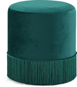 Teddy Velvet / Engineered Wood / Foam Contemporary Green Velvet Ottoman/Stool - 15.5" W x 15.5" D x 17.5" H